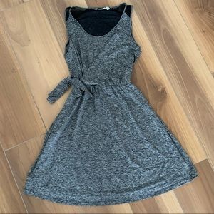 Athleta Gray Faux Wrap Front Dress Size Small Mesh Detail on shoulders